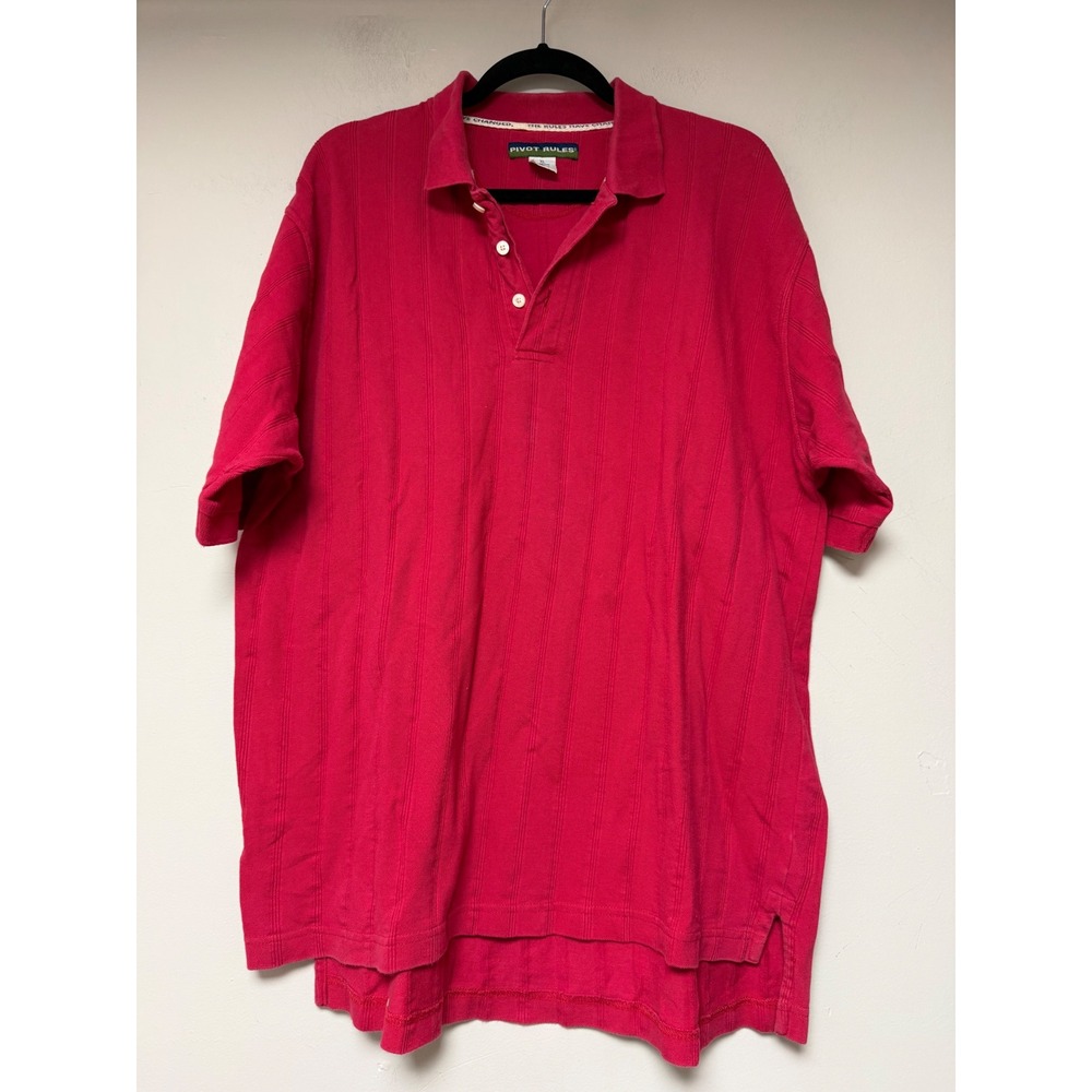 PIVOT RULES Mens Red Striped Short Sleeve Polo Shirt XL 100% Cotton‎ Casual Golf